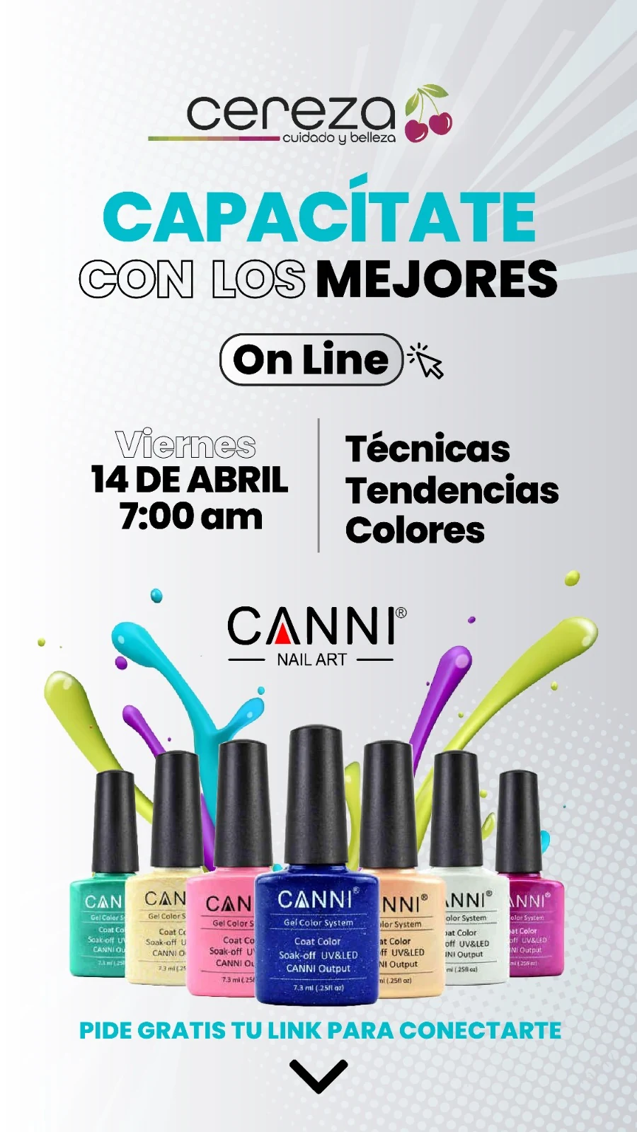 Pieza Cereza capacitación online con productos Canni Nail Art