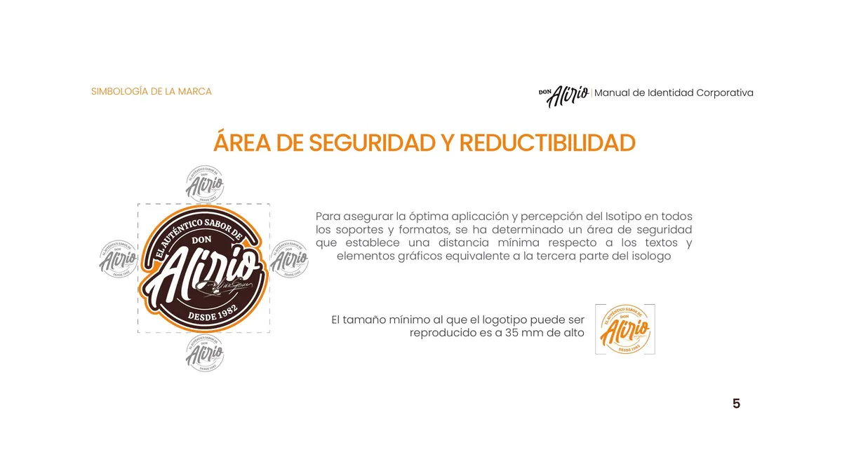 Página 5 del manual de identidad corporativa Don Alirio
