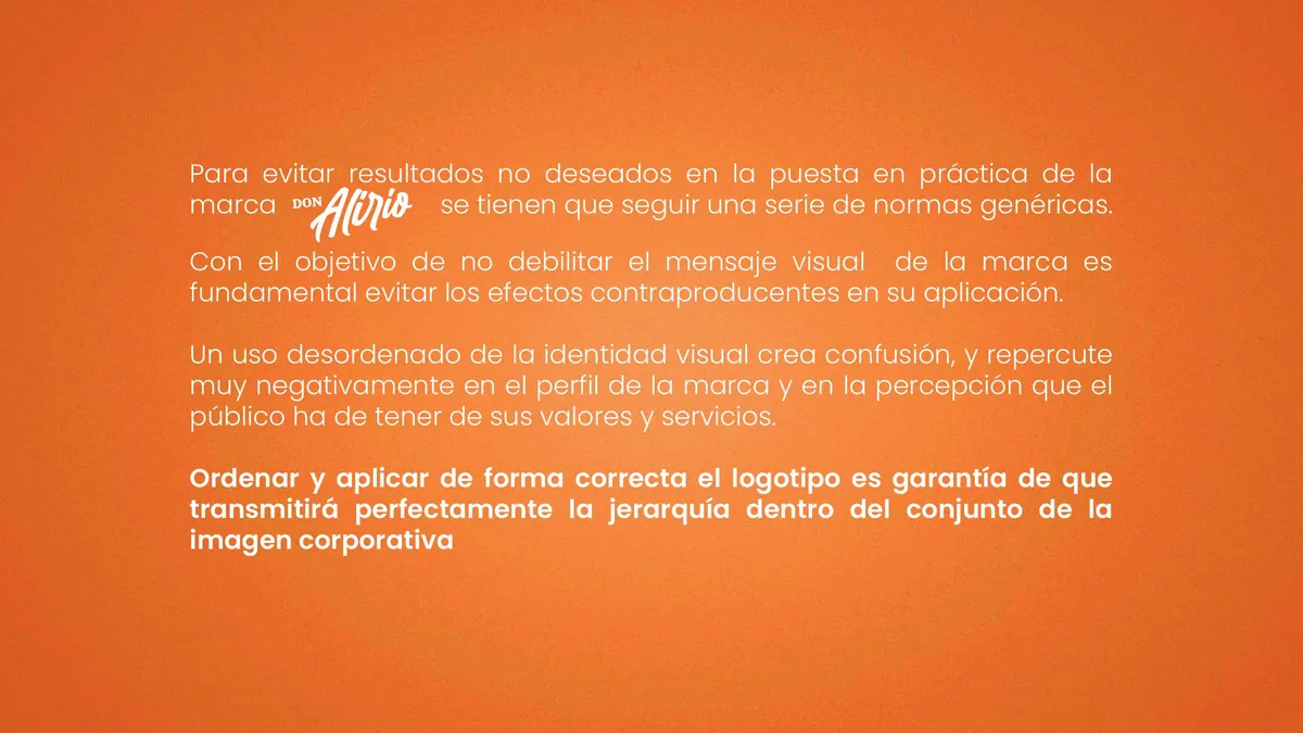 Página 9 del manual de identidad corporativa Don Alirio
