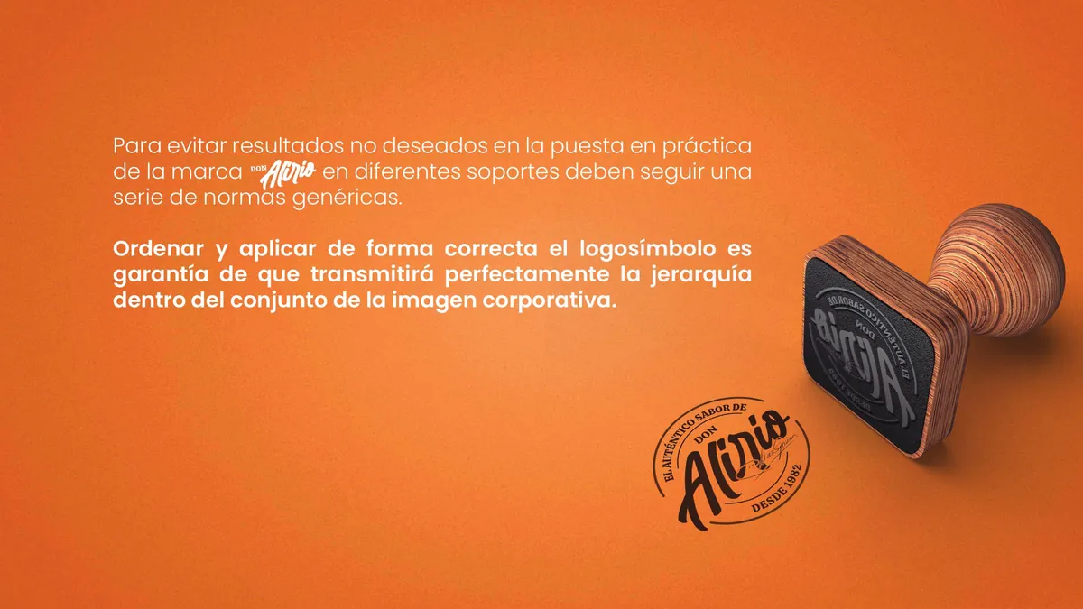 Página 13 del manual de identidad corporativa Don Alirio