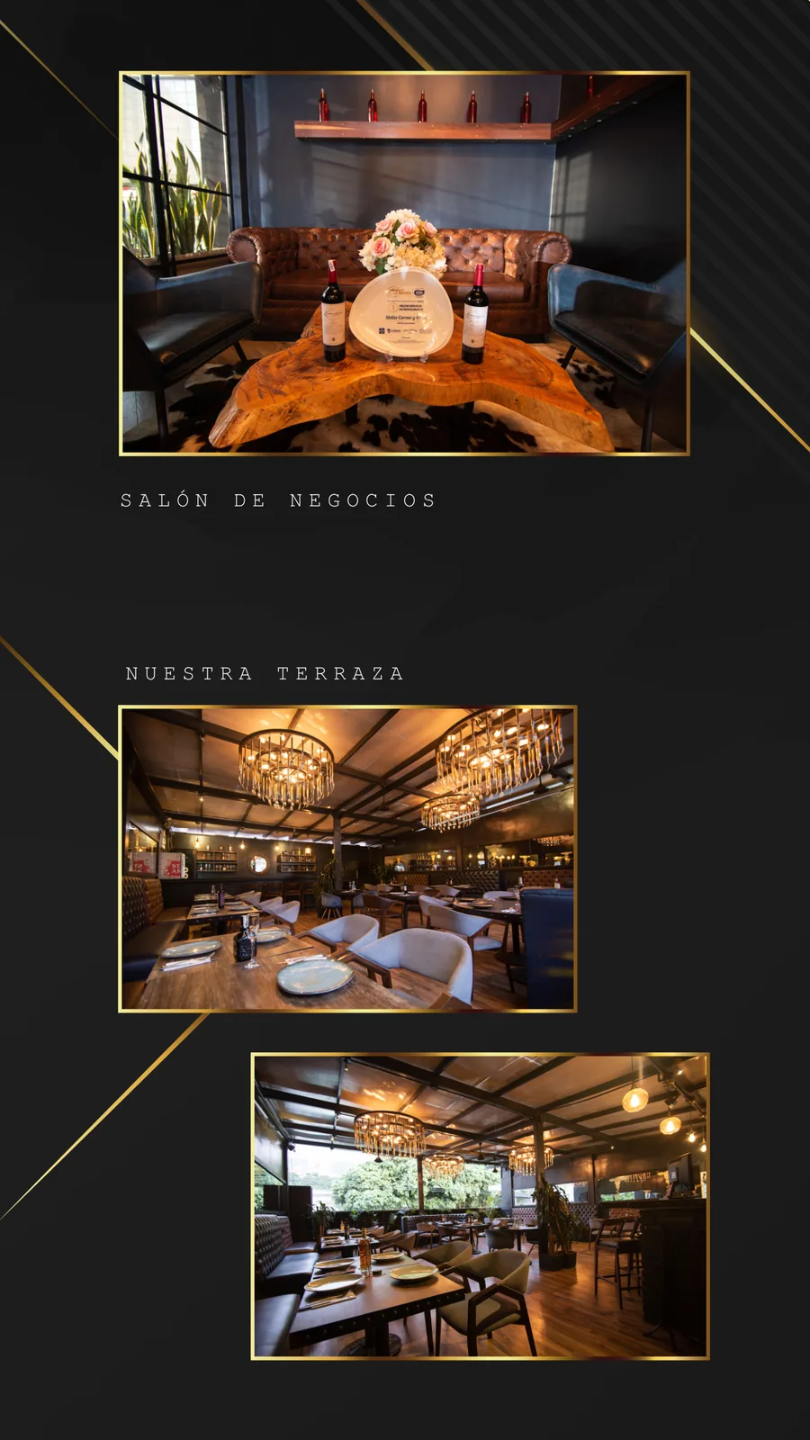 Salón de negocios y terraza Stella Carnes & Vinos
