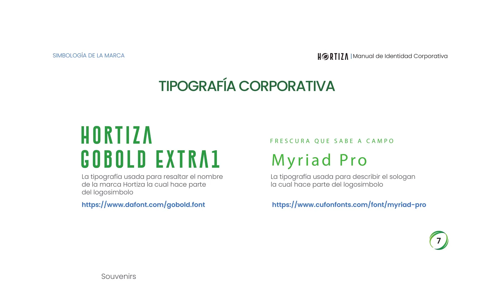 Página 7 del manual de identidad corporativa Hortiza