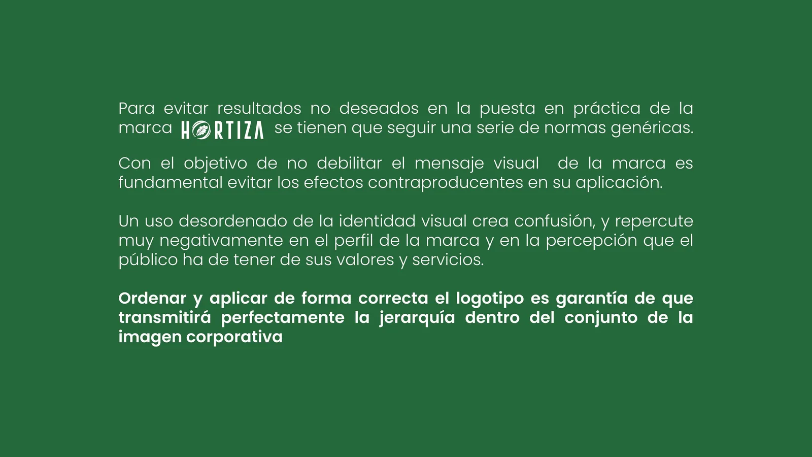 Página 9 del manual de identidad corporativa Hortiza