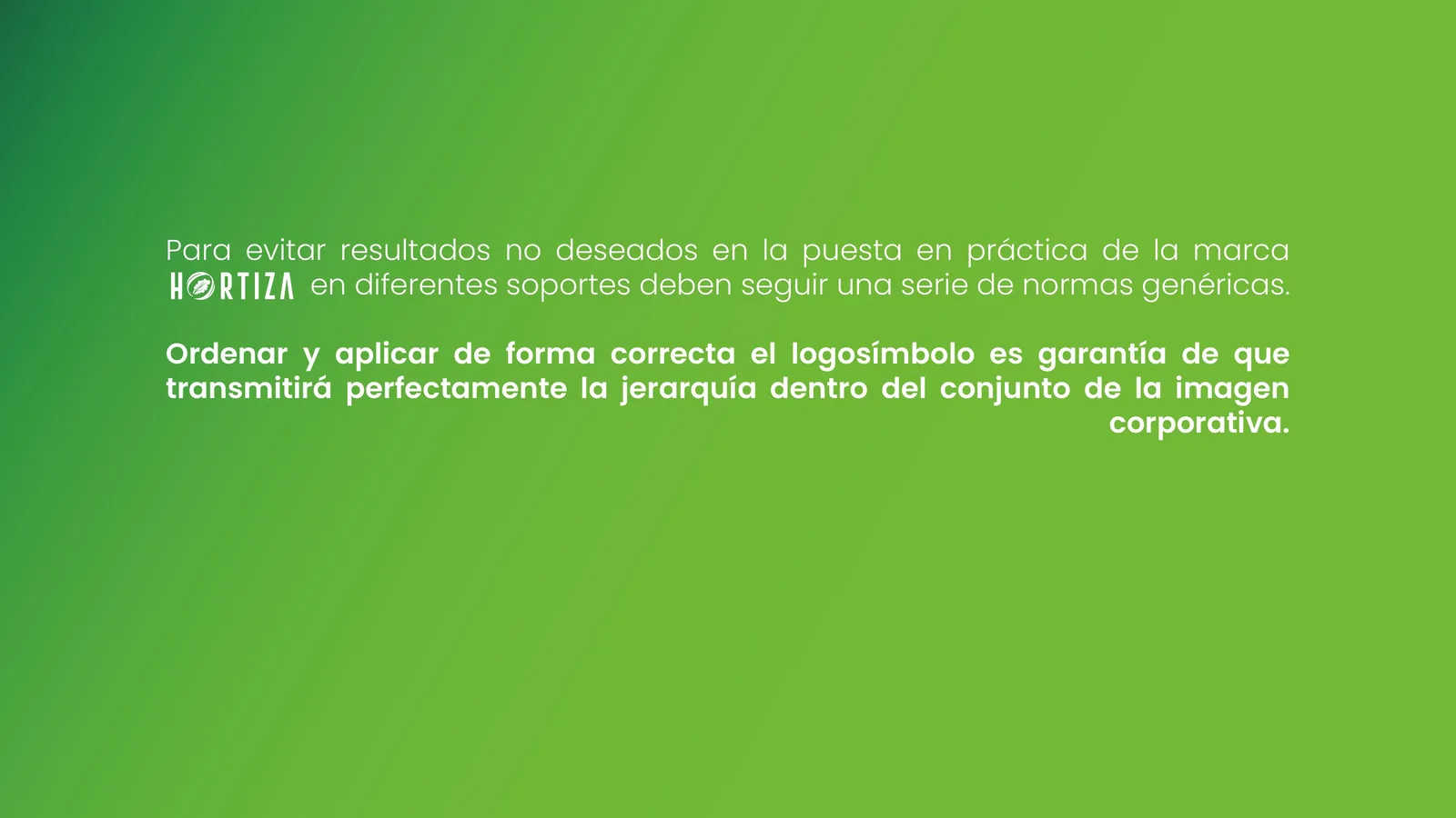 Página 13 del manual de identidad corporativa Hortiza