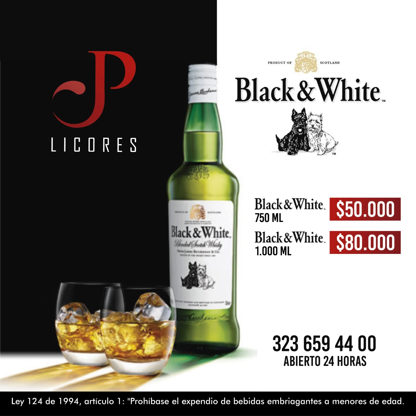 Pieza comercial JP Licores Black and White