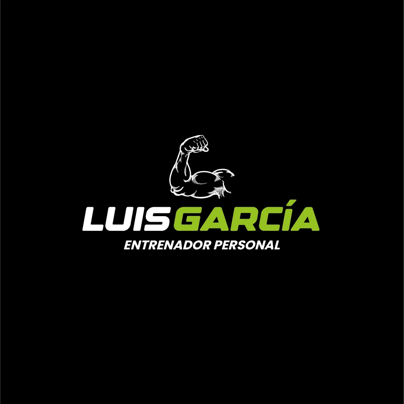 Logo Luis García sobre fondo negro limpio