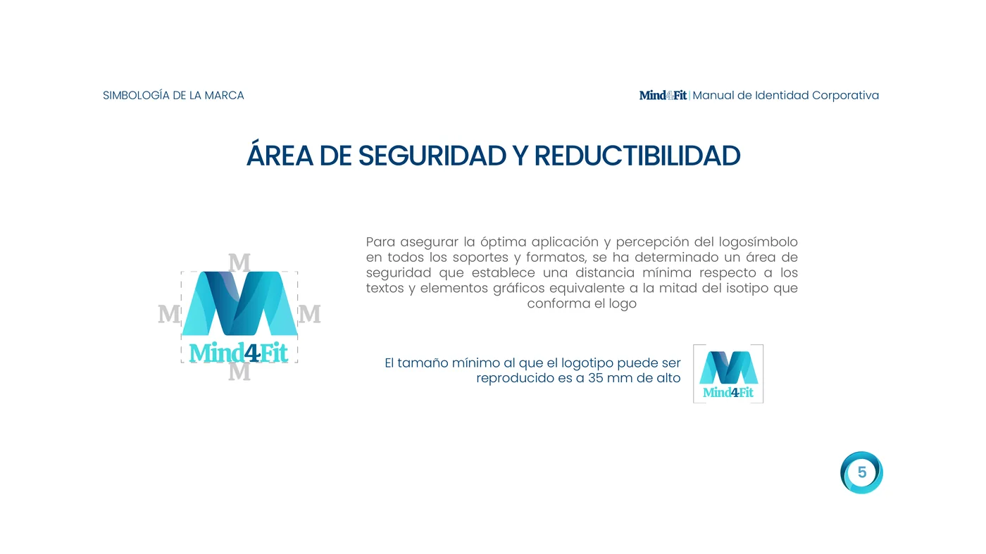 Página 5 del manual de identidad corporativa Mind4Fit