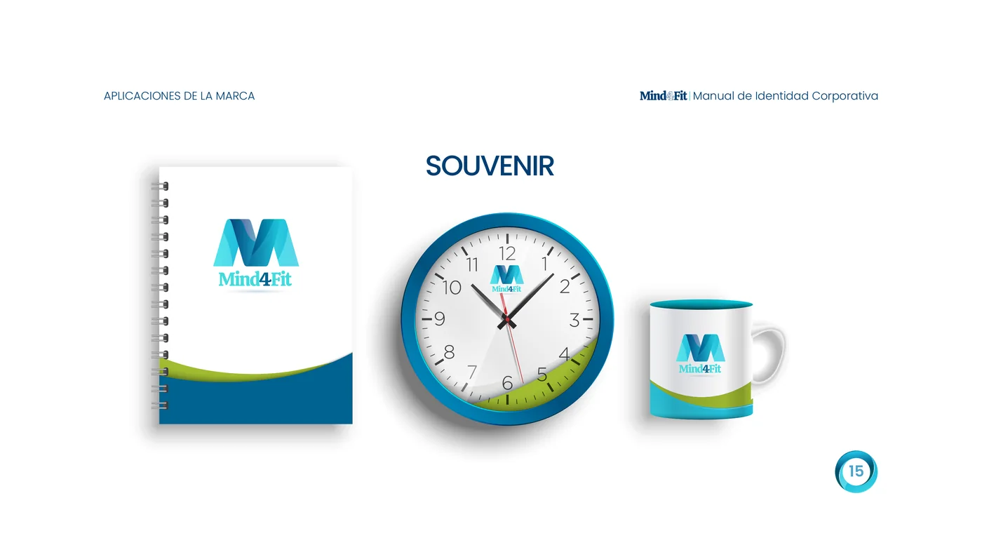 Página 15 del manual de identidad corporativa Mind4Fit