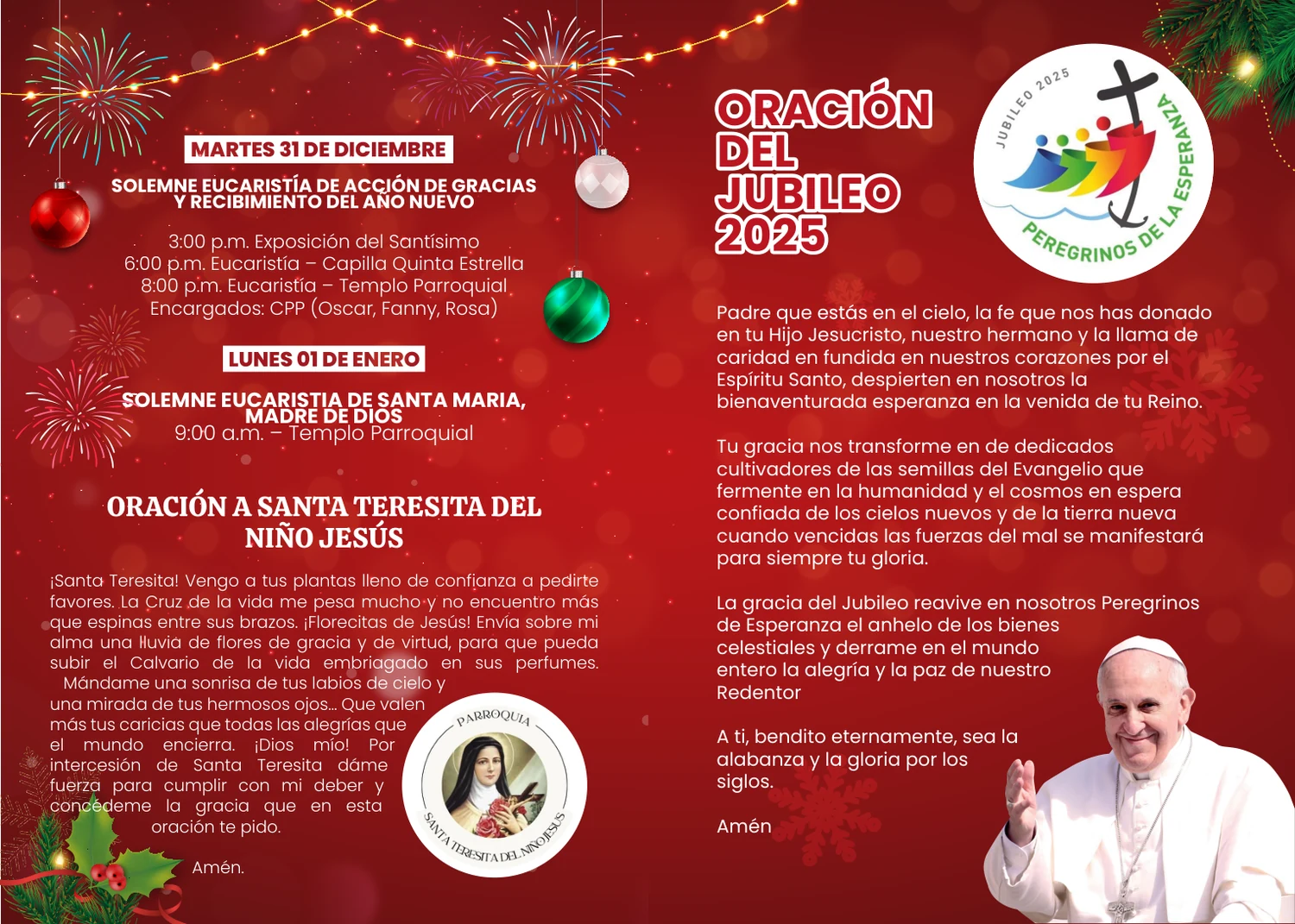 Página 4 del programa de Navidad Parroquia Santa Teresita