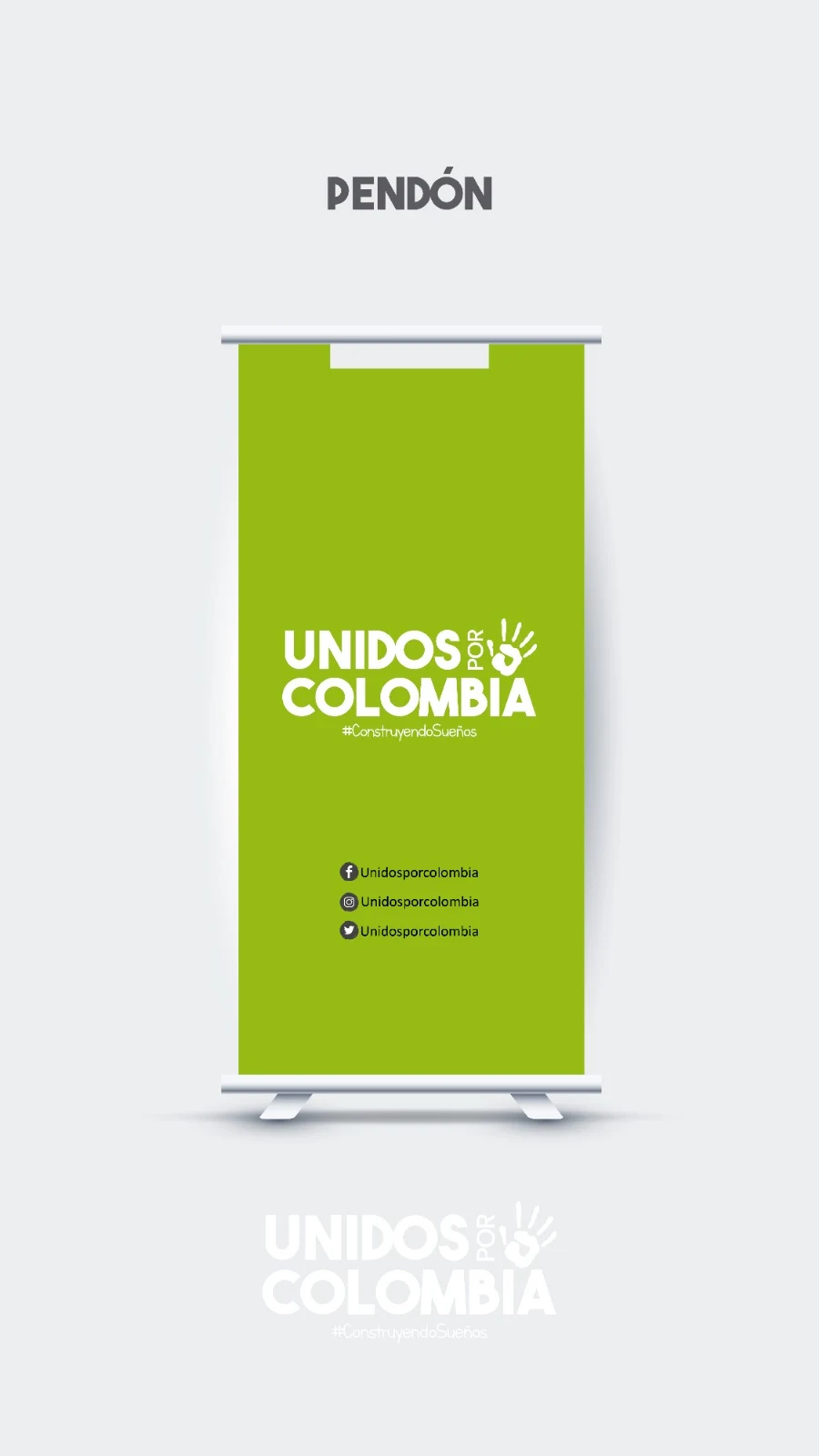 Aplicación de marca en pendón del proyecto Unidos por Colombia