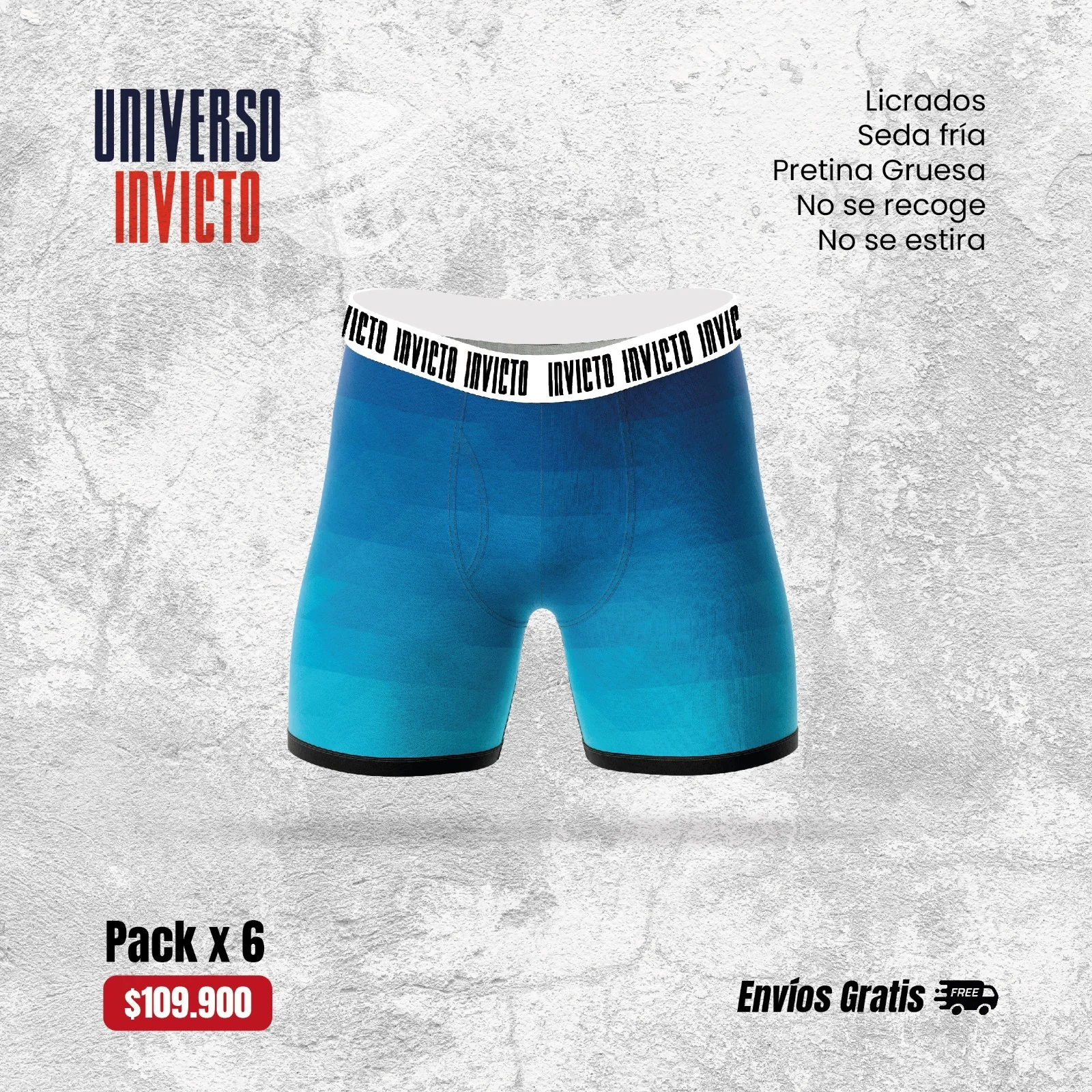 Pieza Universo Invicto producto azul pack por 6